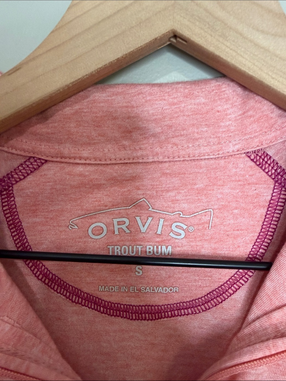 2 Orvis Trout Bum Quarter-Zip Performance Top - Gray & Coral Small - Picture 3 of 6